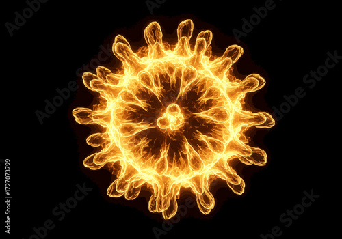 Fiery Corona: Abstract Representation of a Virus Particle.