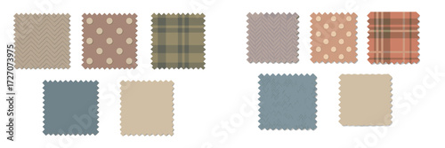 Colorful fabric swatches displayed in a creative arrangement showcasing various patterns and textures