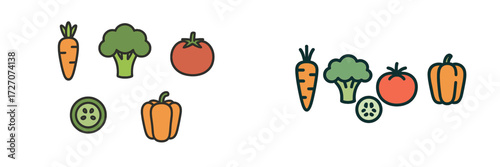 Fresh vegetables and healthy eating options displayed in a simple and colorful arrangement