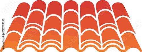A graphic illustration of overlapping terracotta roof tiles with a red and orange gradient, isolated on a white background.