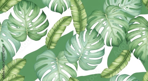 Tropical Leaf Pattern Background Illustration - Illustration of a tropical leaf pattern, perfect for backgrounds