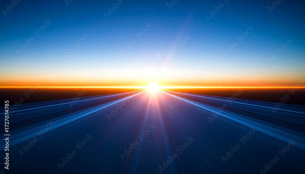 Obraz premium Sunrise highway, vibrant colors, dynamic motion blur