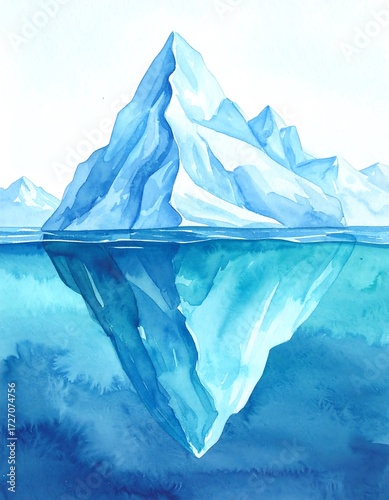 Watercolor iceberg, underwater view
