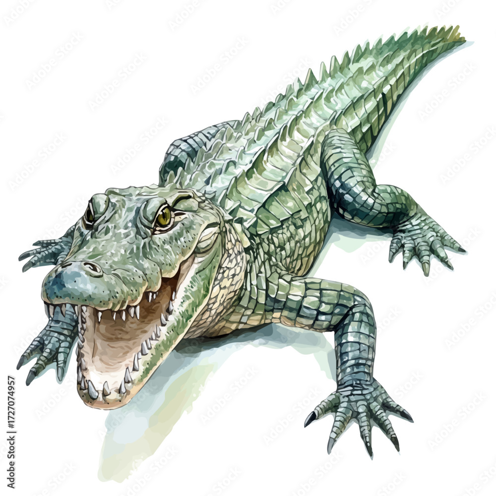 Naklejka premium Crocodile, watercolor illustration vector, isolated on a white background.