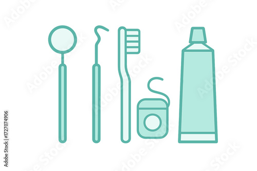 Essential dental tools for daily oral care in a clean and organized setting