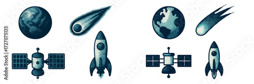 Exploration of space with rockets, planets, and comets designing a cosmic adventure