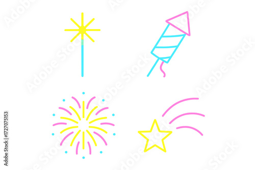 Colorful fireworks and sparklers create a festive atmosphere for celebrations and events