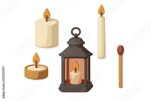 Candles and lanterns in various shapes and sizes create a warm and inviting atmosphere for a cozy evening