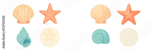 Colorful sea-themed shapes for creative playtime on a sunny day at the beach