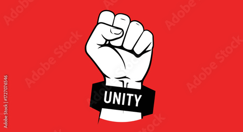 Unity Fist Graphic on Red Background