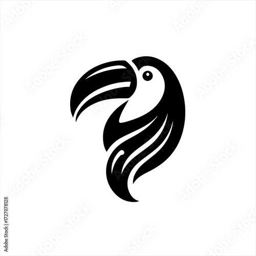 Stylized black toucan bird head silhouette with large beak