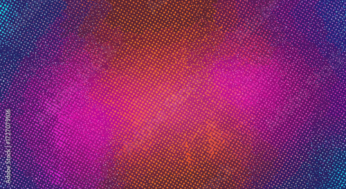 Vibrant halftone gradient background with pink orange and purple hues