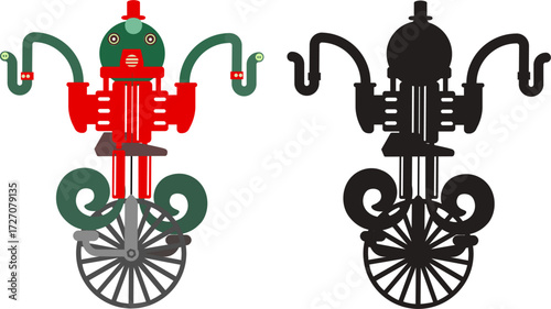 Fantasy Robot with Wheels – Color and Silhouette