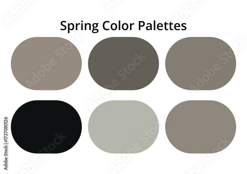 Spring color palette with muted teal, grey, beige, and earthy tones, modern seasonal swatches for design inspiration, fashion styling, branding, web graphics, and creative digital artwork.