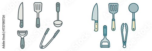 Variety of kitchen utensils displayed on a light background for cooking enthusiasts and chefs