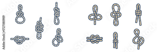 Various types of knots displayed in a clear and organized manner for educational purposes