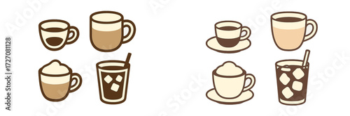 Various coffee types displayed in a simple graphic design highlighting different styles and preparations for coffee lovers