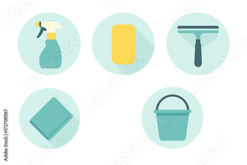 Cleaning tools laid out for efficient household tasks and maintenance at home