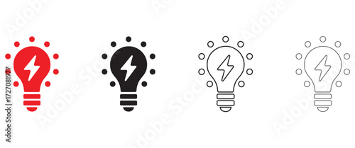 light bulb, idea generation vector icon, business creative idea vector, silhouette and line art illustration