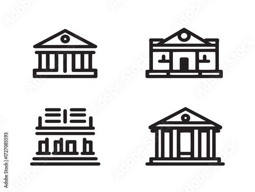 Creative Library Building Icon Outline Vector Illustration Design