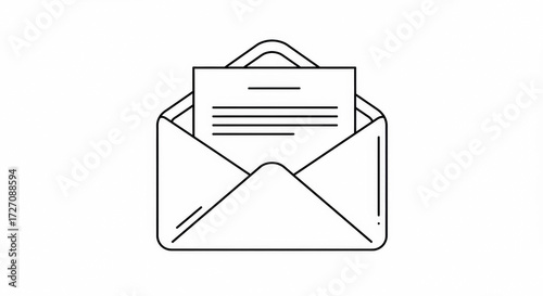 Open Envelope With A Note: A straightforward and sleek vector illustration of an open envelope, with a note visible within, conveying the essence of communication, correspondence.