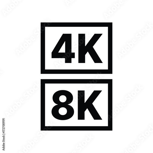 4k and 8k ultra hd screen resolution badge icon design isolated on white background