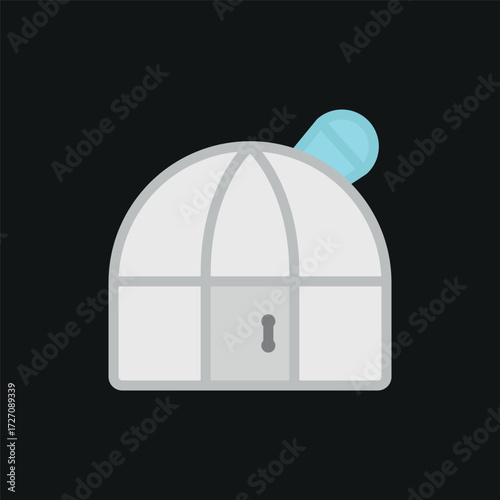 Observatory dome icon in color style for astronomy, research, and cosmic visuals.