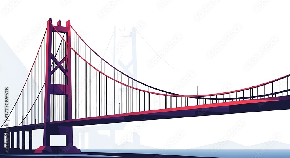 Fototapeta premium Red Bridge Vector Art.