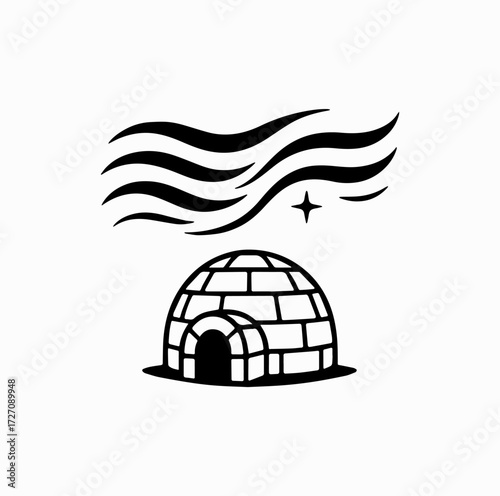 Aurora over Igloo Silhouette – Arctic Culture and Nature Icon