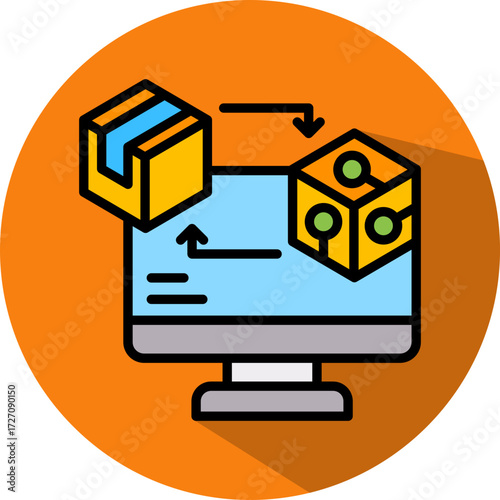 Digital Twin lineal color icon