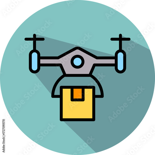 Drone Delivery lineal color icon