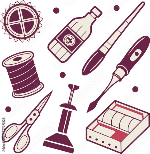 Crafting and Sewing Tools Set Flat Illustration