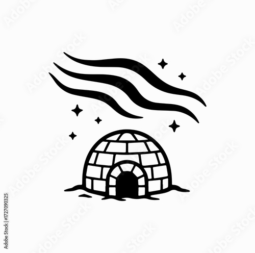 Aurora over Igloo Silhouette – Arctic Culture and Nature Icon