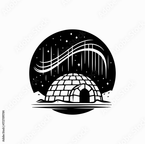Aurora over Igloo Silhouette – Arctic Culture and Nature Icon