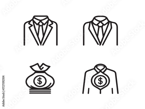 Modern Millionaire Habit Symbol Outline Vector Illustration Design