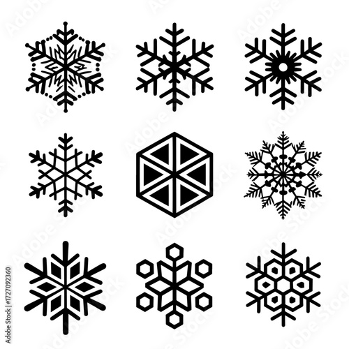 set of vector snowflakes