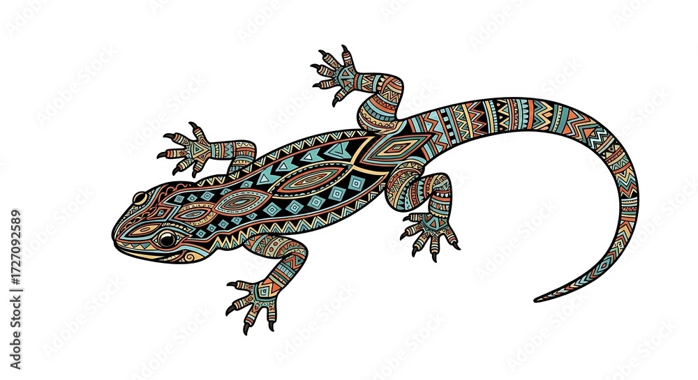 Naklejka premium Ornate Lizard Illustration. (1)