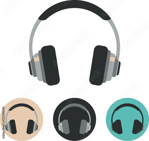 Flat Headphones Icons