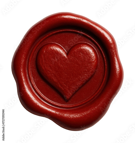 Red wax seal with a heart imprint.