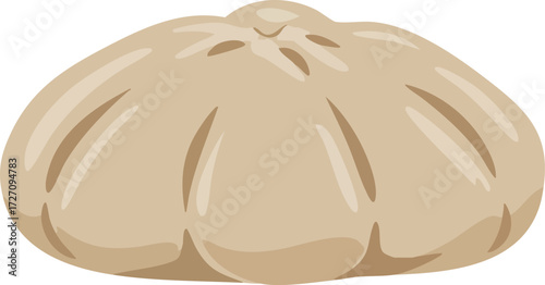 A detailed illustration of a steamed baozi, a type of Chinese bun, with a light brown color.