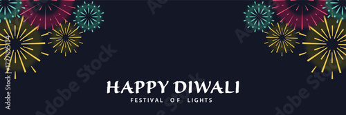 Vibrant fireworks explode across a dark night sky celebrating the joyous Festival of Lights, creating a dazzling and celebratory atmosphere for Diwali greetings and special occasions.