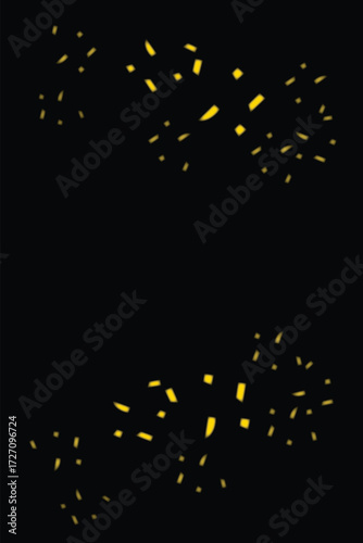 Golden Confetti Falling on Black Background , Shiny golden confetti falling on dark black background, luxury festive celebration decoration texture.
