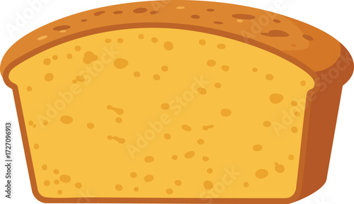 Cartoon illustration of a golden-brown loaf of plain bread or cake with a textured surface, depicted simply.