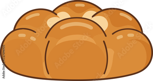 Illustration of a golden brown, freshly baked, fluffy, and delicious bread roll.