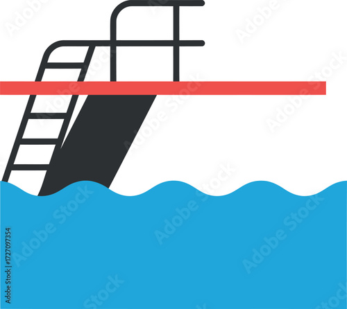 Diving Board and Water Vector Icon