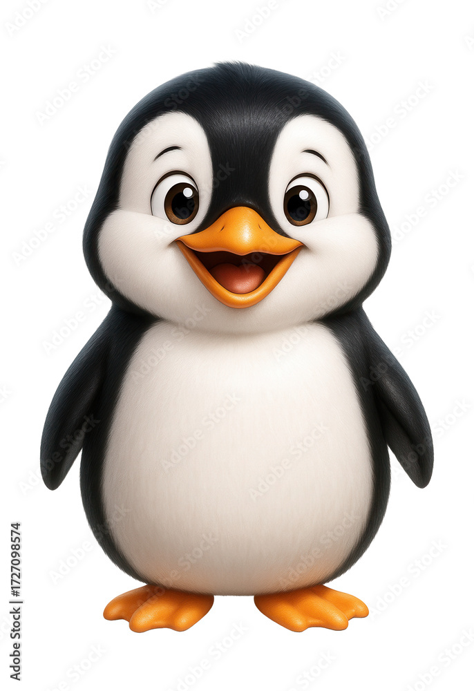 Fototapeta premium Cute cartoon penguin with a cheerful expression.