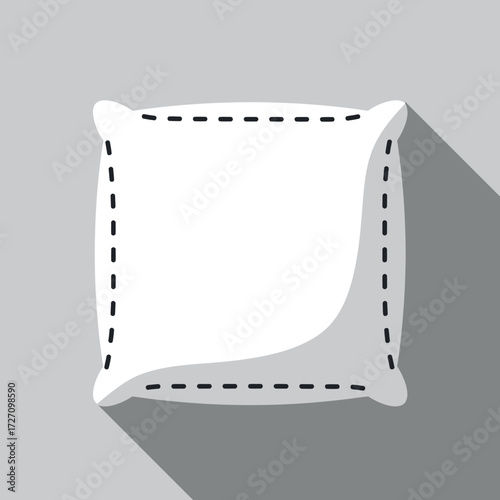 Flat icon of a white pillow with dashed lines