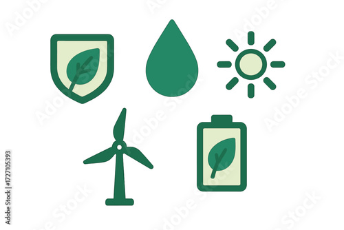 Symbols of sustainability and renewable energy showcased in a unique design