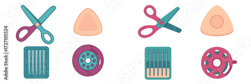 Crafting tools and supplies displayed on a flat surface for creative projects and artistic activities