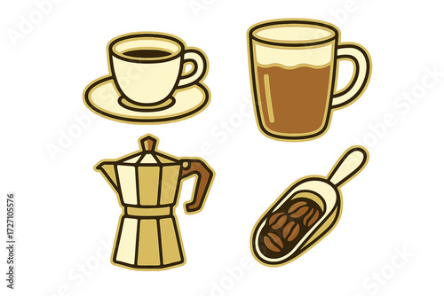 Coffee lovers enjoy espresso and brewed drinks with a classic coffee maker and fresh beans in a cozy kitchen setting